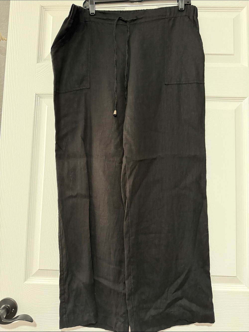 Men's Black Drawstring Linen Pants